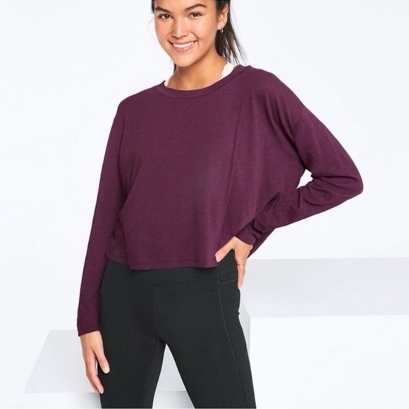 Victoria’s Secret PINK Crop Long Sleeve Tee Women’s Small NWT Plum Purple - Picture 1 of 10